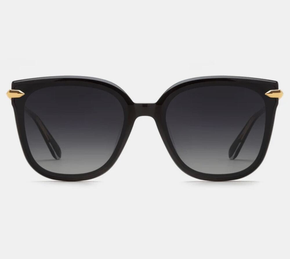 KREWE Dede Nylon Black Gold Square Sunglasses w/ Case